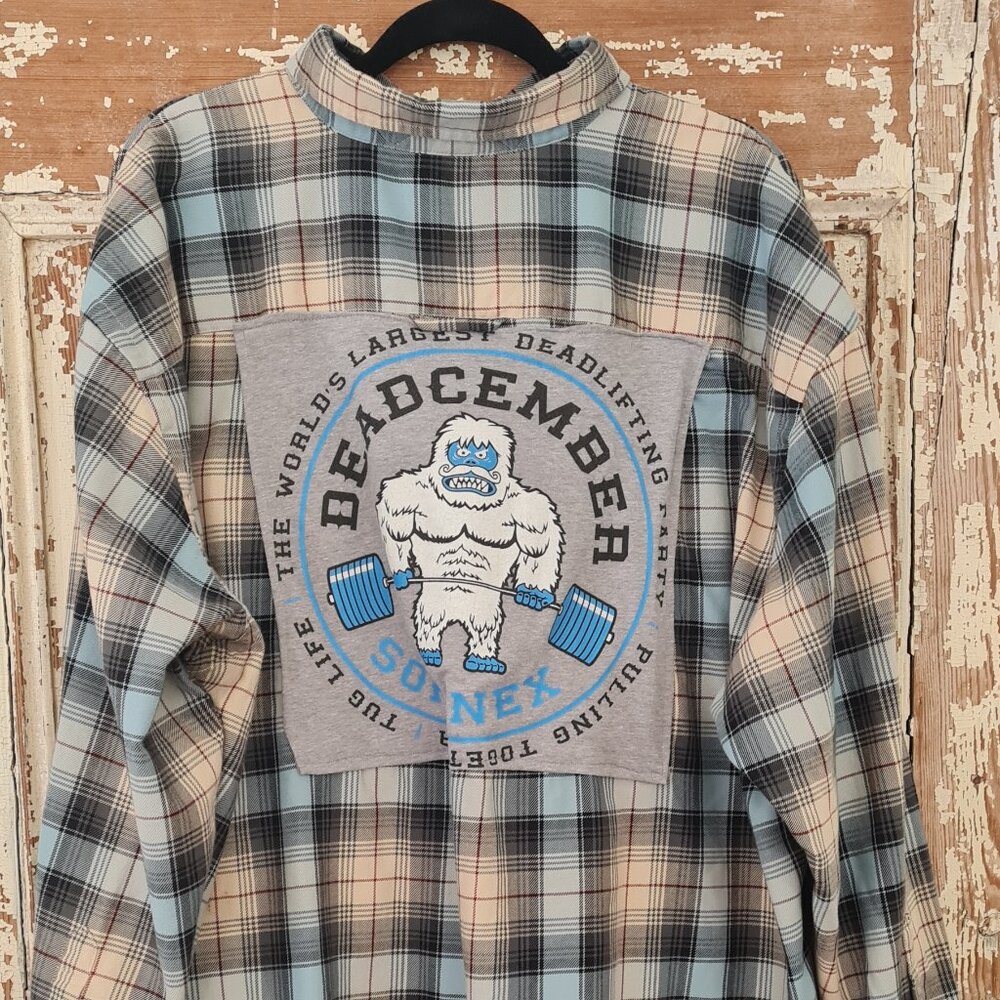 unique Flannel with Patch on the back XXL